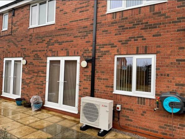 Air source heat pump installation at a detached property in Lancashire