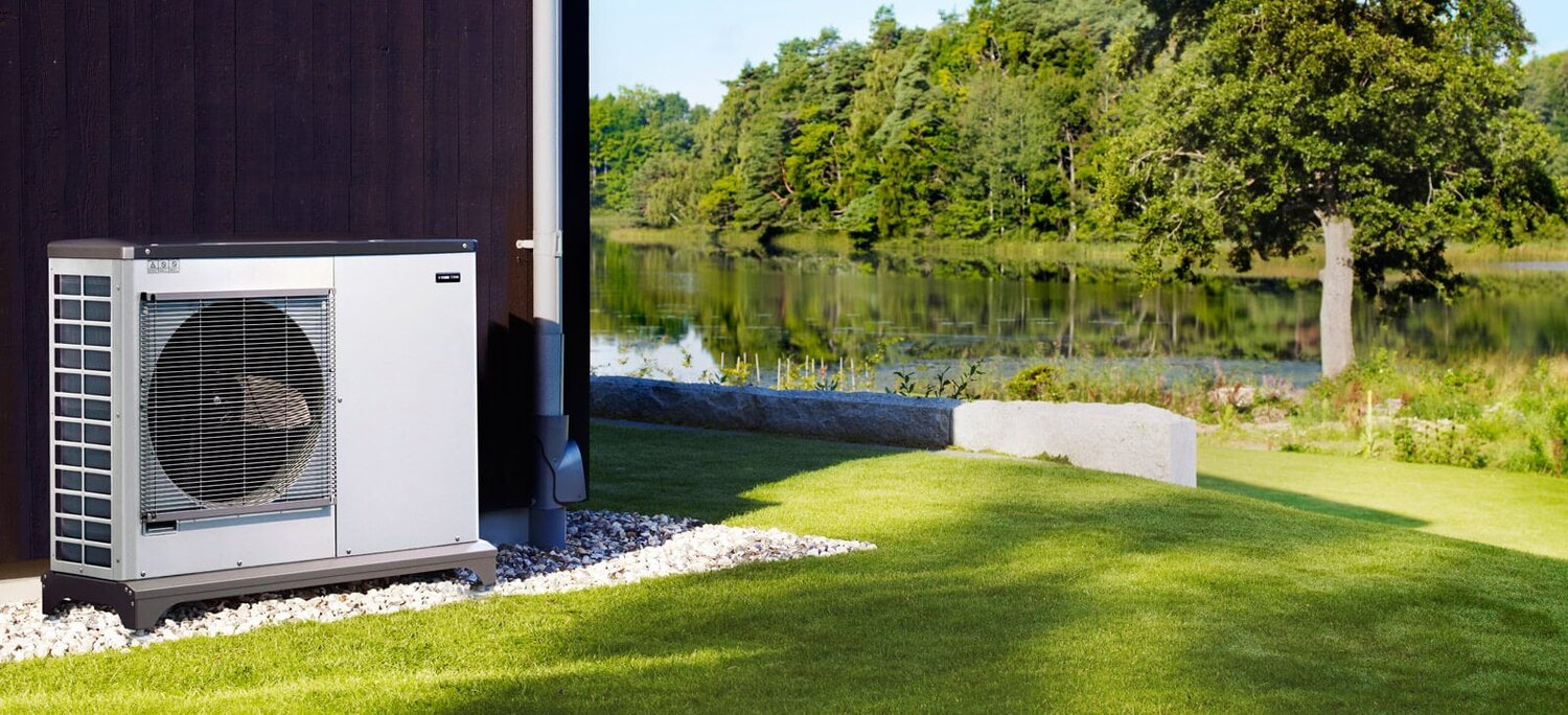 NIBE air source heat pump outdoor unit installed at a residential property